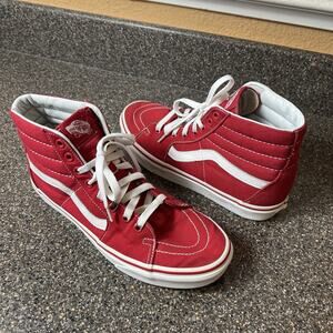 Vans Sk8-Hi Womens Sz 9 Classic Red Canvas High Top Lace Up Skate Shoes Mens 7.5